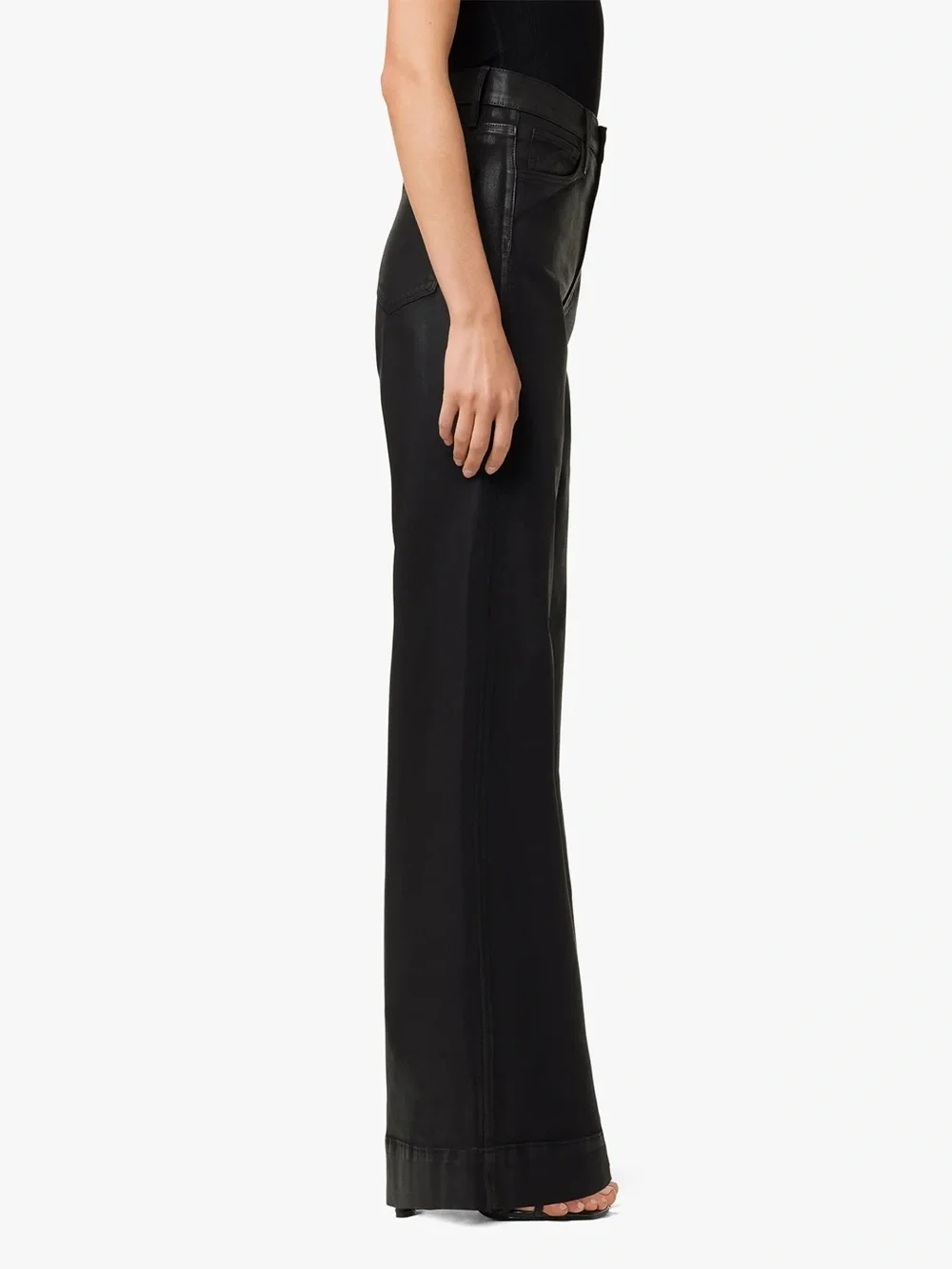 Joes Jeans The MIA High Rise Wide Leg Black Coated Denim